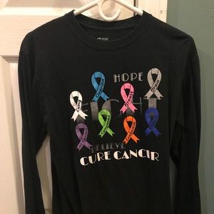 Cancer Support Ribbon Longe sleeve tee, medium